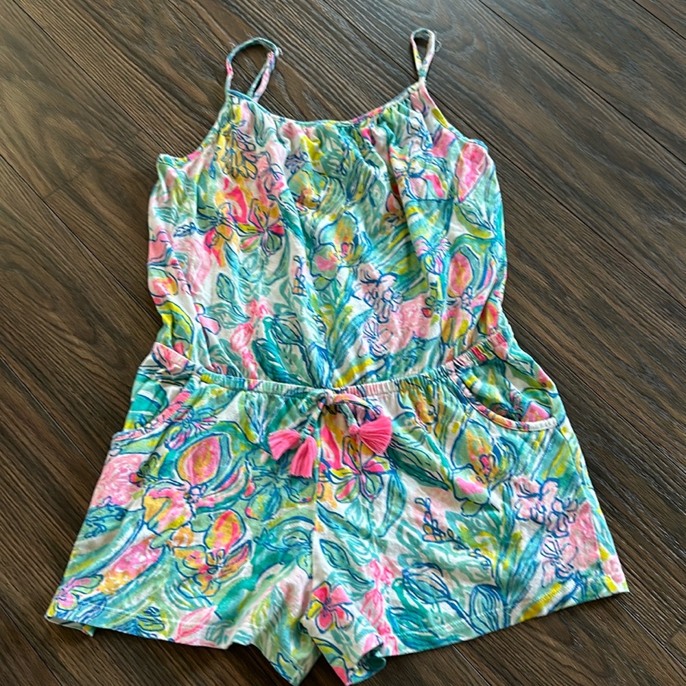 Lilly Pulitzer Aleene Tropical Romper.  Girl’s size XL 12-14